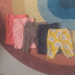 Lot of 5- Newborn Carters Girls Pants